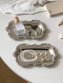 1/2PCS 304 Stainless Steel Floral Jewelry Tray High End Jewelry Holder Incense Tray For Entryway Living Room Bedroom Storage Tray Home Decor Organizer - Silver - View 11