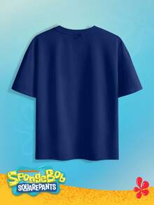 SpongeBob SquarePants | SHEIN Manfinity Hypemode Men's Round Neck Cartoon Letter Print Casual Versatile Daily Wear Short Sleeve T-Shirt - Multicolor - View 2