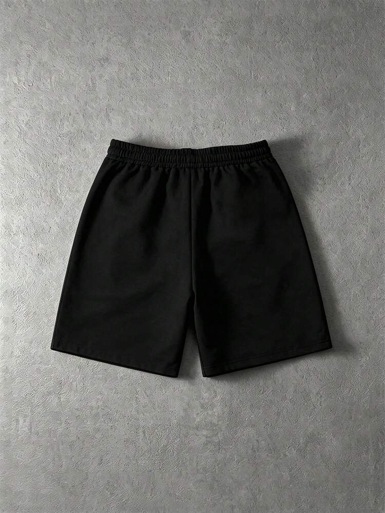 ROMWE MEN Street Life Men's Printed Woven Shorts, Suitable For Spring And Summer - Black - View 2
