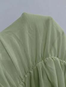 SHEIN PETITE Women Mini Solid Color Asymmetrical Neck Dress, Fashionable For Summer,Party Dress - Green - View 8