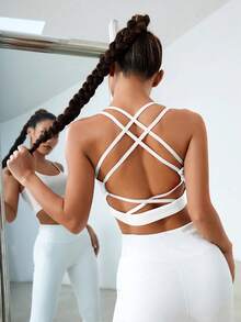 Glamine Sujetador deportivo de espalda abierta con tira cruzada - Blanco - Ver 2