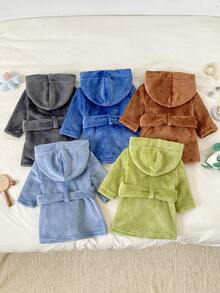 Conjunto de 5 piezas de ropa para recién nacido, suave de felpa con estampado de animales de dibujos animados lindos y bordado, casual, colores surtidos, caja sorpresa - Multicolor - Ver 2
