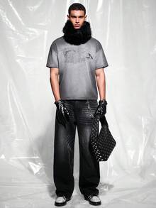 IRON GLYPH Men's Distressed Solid Color Denim Jeans - Black - View 3