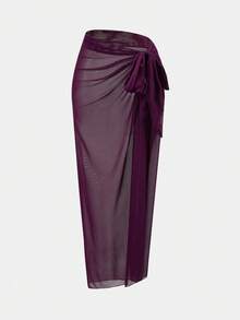 Swim Oasis 26SS Spring/Summer Solid Color Casual Vacation One-Piece Swimsuit For Women, With Cover Skirt - Red Violet - View 7
