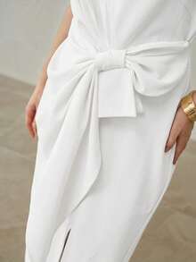 MOTF PREMIUM PLUS SIZE WOMEN SLEEVELESS STRUCTURED LONG DRESS - White - View 2