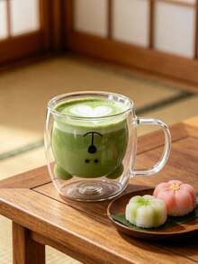 1个可爱小熊马克杯，双层中空玻璃浓缩咖啡杯，卡哇伊杯，咖啡杯，茶杯，拿铁牛奶杯，卡布奇诺，美式咖啡，茶，饮料，情人节 - 無色 - 查看 5
