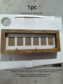 6 Openings Wood Grain Effect Multi Photo Frame Vintage Rustic Style Display Pictures For Wedding Certificate ID Card License Photo Gift Birthday Graduation Anniversary Celebration Party Family Memory Wall Mountable Tabletop Collage Frame Home Office Decoration Rustic - Log color - 6 holes - View 13
