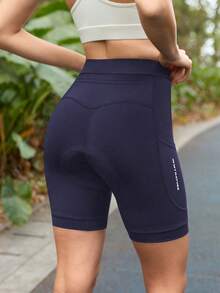SHEIN In My Nature Quần đùi đạp xe MTB nữ đệm 4D - có túi, có đệm mông - Màu xanh hải quân - Xem 6