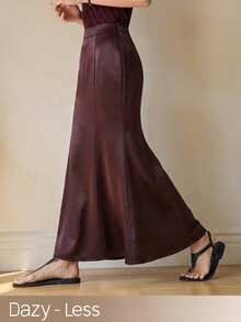 DAZY Women's Textured Long Skirt, Suitable For Spring, Summer, Party, Valentine's Day - Brown - View 1