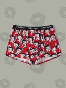 Betty Boop x SHEIN 大尺碼 Betty Doll 短褲內褲 - 紅色 - 查看 1