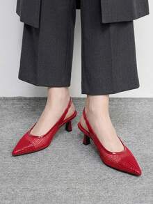 CUCCOO BIZCHIC Royal Sister Style Sexy Babes Red, Closed Toe Slingback Mesh Women's Shoes - Red - View 5