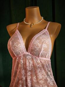 SpicyHot Plus Size Women Sheer Lace Camisole Camisole,Sexy Lingerie For Women,Adult,Honeymoon,Hot,Date Night,Lingerie,Playsuit,Lingerie Set,Sexy Outfit - Pink - View 6