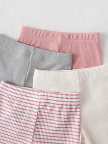 SHEIN Baby Girl Sweet Flutter Sleeve Ribbed Set, Multi-Color Skin-Friendly Frill Trim Shorts Casual - Multicolor - View 5