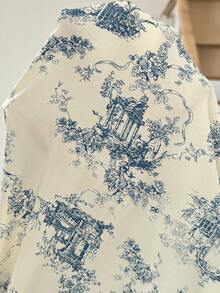 SHEIN Maternity Overlap V-Neck Ruffle Sleeve Floral Print Fashion Dress - Blue and White - View 11