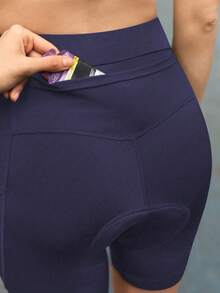 SHEIN In My Nature Quần đùi đạp xe MTB nữ đệm 4D - có túi, có đệm mông - Màu xanh hải quân - Xem 2
