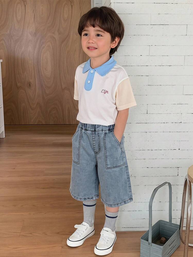 Straight 5-Inch Washed Casual Boys (Small) Denim Shorts