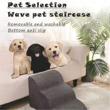 Pet Stairs For Cats & Dogs, 3/4 Steps Pet Ladder, Ramps For Beds, Non-Slip , Detachable & Washable Sofa Bed Stairs. Care For Injured, Senior Dogs & Cats, Pets With Joint Pain. Hot-Selling Product - Brown - View 6