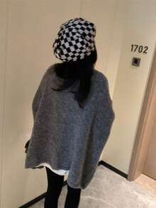 Knitted Cardigan For Women - Dark Grey - View 4