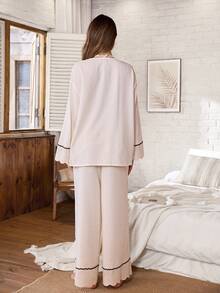 PalaceNights 3pcs Vintage Ditsy Floral Spaghetti Strap Jumpsuit And White Long Sleeve Cardigan Set - Multicolor - View 6