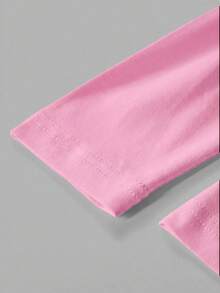 Fluxe Casual Solid Color Knit Slim Fit Regular Small Stand Collar Long Sleeve Women's T-Shirt - Pink - View 5