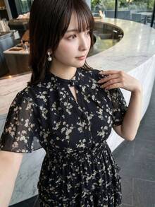 Bijouette 大尺碼優雅碎花洋裝，夏季 - 黑色 - 查看 6