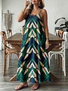 SHEIN VCAY Plus Size Women Tropical Floral Print Maxi Loose Casual Dress - Multicolor - View 5