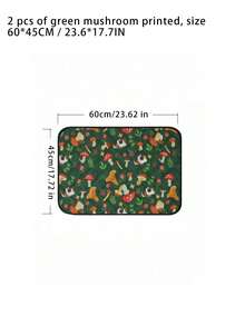 2 piezas Alfombrilla absorbente lavable y reutilizable con diseño de setas verdes para jaula de mascotas de cobayas, conejos, hámsteres y otros animales pequeños - Multicolor - Ver 4