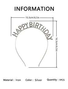 1pc Birthday Crystal Rhinestones Headband, Party Decoration Photo Prop - Multicolor - View 12