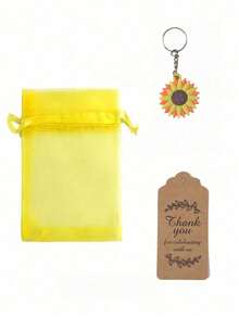 60pcs Sunflower Themed Party Favor Set, Includes Sunflower Keychains, Organza Bags, Thank You Cards, Thank You Tags, Suitable For Birthday, Summer Party, Wedding, Baby Shower, Mother's Day, Graduation, Hawaiian/Pool/Beach Party - multicolor - View 14