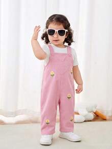 SHEIN Peto de bebé niña con estampado floral tejido - Rosa - Ver 5