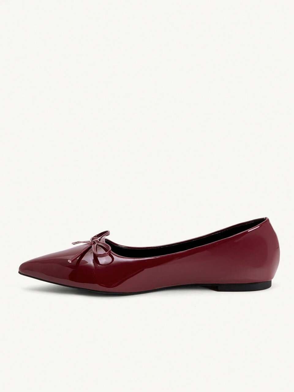 CUCCOO CHICEST Women's Shoes Burgundy Bow Pointed Fashion Versatile Flat Shoes