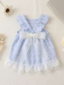 PETSIN One Fairy Style Bow Lace Trim Pet Tank Dress - Blue - View 1
