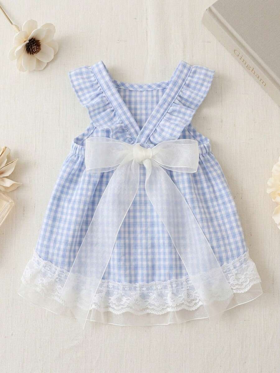 PETSIN One Fairy Style Bow Lace Trim Pet Tank Dress - Blue - View 1