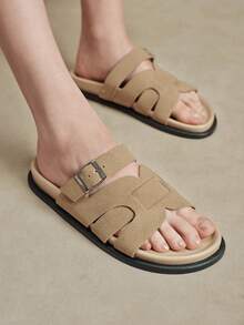 Solecia Women Shoes Women's Fashion Khaki Comfort Flat Beach Sandals Women's Flat Sandals Summer - Khaki - View 4