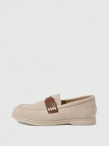 Sleekvia Giày loafer nữ phong cách Pháp, vintage, lấy cảm hứng từ old-money, đế mềm, tối giản, thanh lịch, mũi tròn, phù hợp công sở, đa năng, thoải mái, đế bệt - Màu trắng - Xem 6