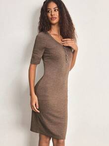 Ocili Women's Casual Bodycon Dress - Brown - View 5
