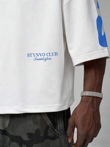 STYNVO 男士字母印花休閒百搭日常旅行T恤，度假款 - 白色 - 查看 4