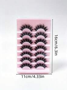 7Pairs Fluffy False Eyelashes Soft Fluffy Handmade Reusable Short Natural Style Mink Hair Eyelashes Volumizing Fake Lashes For Eye Makeup Daily Party - Black - View 9