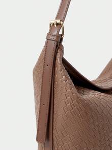 SHECARRY Ladies Shoulder Bag, Exquisite Holiday Woven Embossed PU Handbag - Brown - View 6