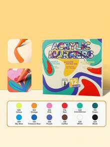 Acrylic Marker Pen, Soft Tip, Large Capacity, Colored Filling Pen, Student Painting Cartoon Character Colored Pen, Suitable For Non-Transparent Paper, Can Be Used For Decoration, Art Painting, Indoor And Outdoor Art And Craft, Canvas, Rock, Wood And Other Materials, Creative Gift Choice - multicolor - View 14