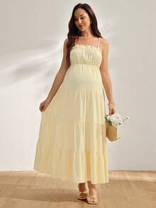 GentleRue Maternity Gaun Camisole Kasual Musim Panas untuk Ibu Hamil - Kuning - View 5