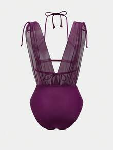 Swim Oasis 26SS Spring/Summer Solid Color Casual Vacation One-Piece Swimsuit For Women, With Cover Skirt - Red Violet - View 3