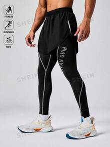 Manfinity Sport Corelite 男士夏季休閒字母圖案彈性腰運動短褲 - 彩色 - 查看 5