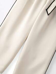 GlowEve Women's Elegant Casual Commuting Loose Fit Contrast Color Bow Decor Suit Pants - Apricot - View 6