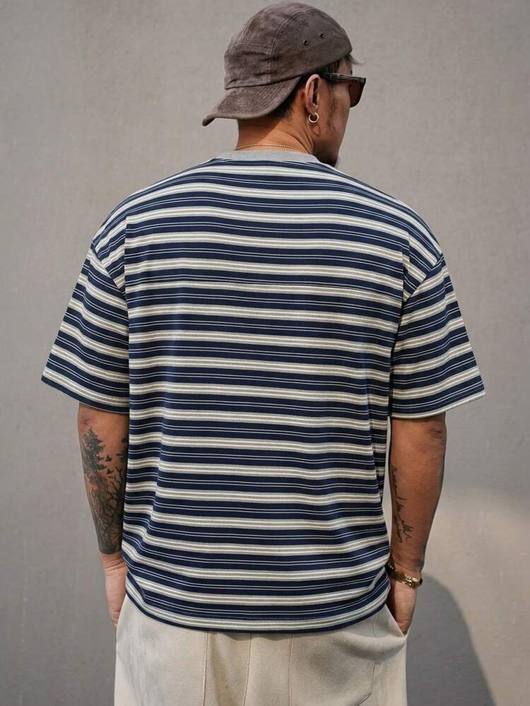 Summer Casual Multi-Color Striped Men's T-Shirt