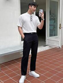 DAZY 男士白色紋理布料短袖T恤 夏季款 - 白色 - 查看 6