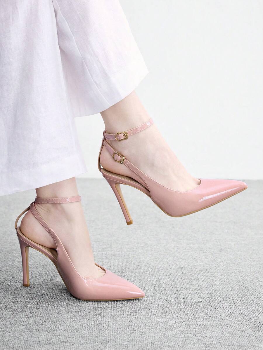 CUCCOO BIZCHIC Women's Pink Pointed Stiletto Strap Sandals, Elegant Adjustable Buckle High Heels, Suitable For Office Work, Wedding Parties, Comfortable High Heels Are Suitable For All Seasons Of The Year - Pink. - View 1