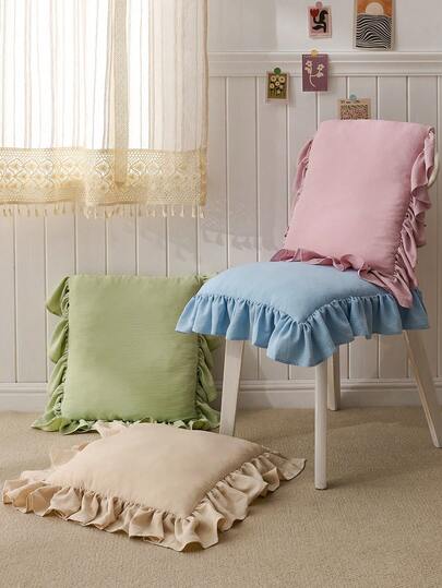 SHEIN 1 chiếc đệm ghế ren hình lá sen, đệm ghế ăn kèm dây đai cố định lõi đệm, dây đeo có thể cố định, thoải mái và chống trượt, dùng được cho mọi mùa