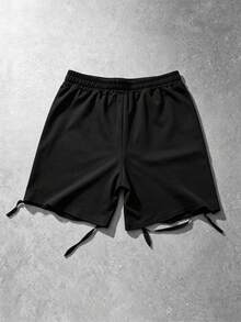ROMWE MEN Pantalones cortos holgados para hombre con adornos de diamante de imitación desgastados - Negro - Ver 3
