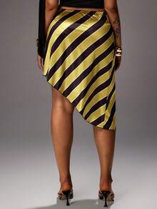 Rustia Plus Size Autumn Yellow Slit Belted Skirt Party Night Concert Sexy - Multicolor - View 2
